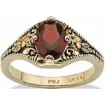 PalmBeach Jewelry Oval-Cut Genuine Garnet Vintage-Style Ring 1.40 TCW Yellow Gold-Plated(10)