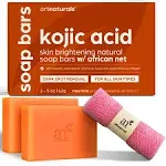 Kojic Acid Soap + African Net Sponge (2 Pack X 142G Turmeric Bars) Dark Spot Rem