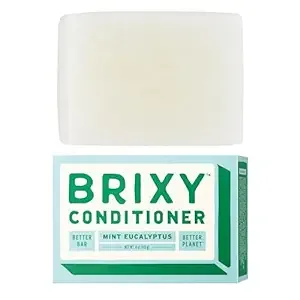 BRIXY Conditioner Bar for Hydration & Softness, All Hair Types, pH Balanced & Safe for Color Treated Hair, Vegan & Plastic-Free (1 Count, 4 oz) - Mint Eucalyptus