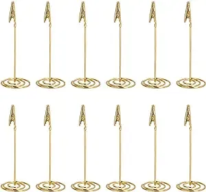 12pcs Table Number Holders, Place Card Holder, Memo Holder Clips Vertical Note Holder Clasp Holder Photo Number Stand Note Clip for Wedding Party