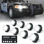 Xprite Amber LED Hideaway Strobe Lights Kit 20 Flashing Patterns w/Control Panel Headlights Taillights Fog Marker Light Mounting, for Roadside Emergency Vehicles Trucks SUV Vans 12V Cars 6 PCs