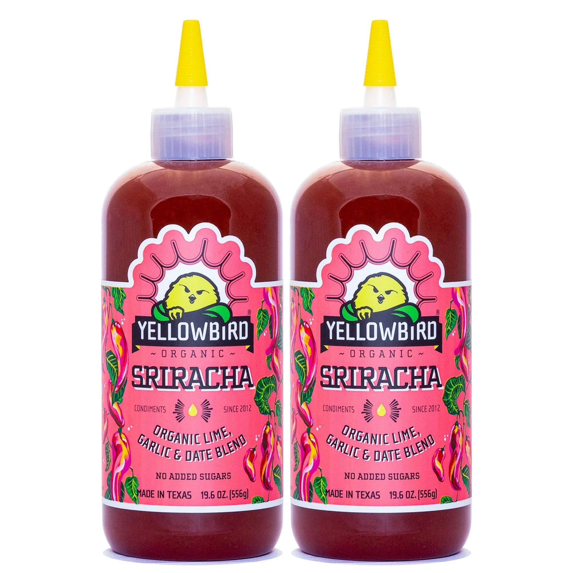 Yellowbird Organic Sriracha Hot Sauce 19.6 oz. Tabletop Size (Mellow Hot | 2 bottles)