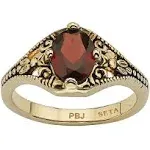 PalmBeach Jewelry 1.40 TCW Oval-Cut Genuine Garnet Vintage-Style Ring 14K Yellow Gold-Plated, Red