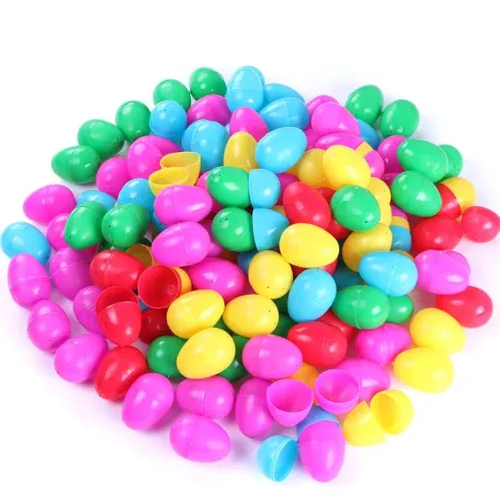 144 Plastic Easter Eggs & 6 Golden Eggs - 2 3/8" - Easter Theme Party Favor - Easter Eggs Hunt Basket Stuffers Filler (150 Pack)