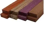 Imported Exotic Hardwood Variety Pack - Padauk, Zebrawood, Purpleheart, and Merbau, Size: 3/4 x 2 x 12 (8Pc)