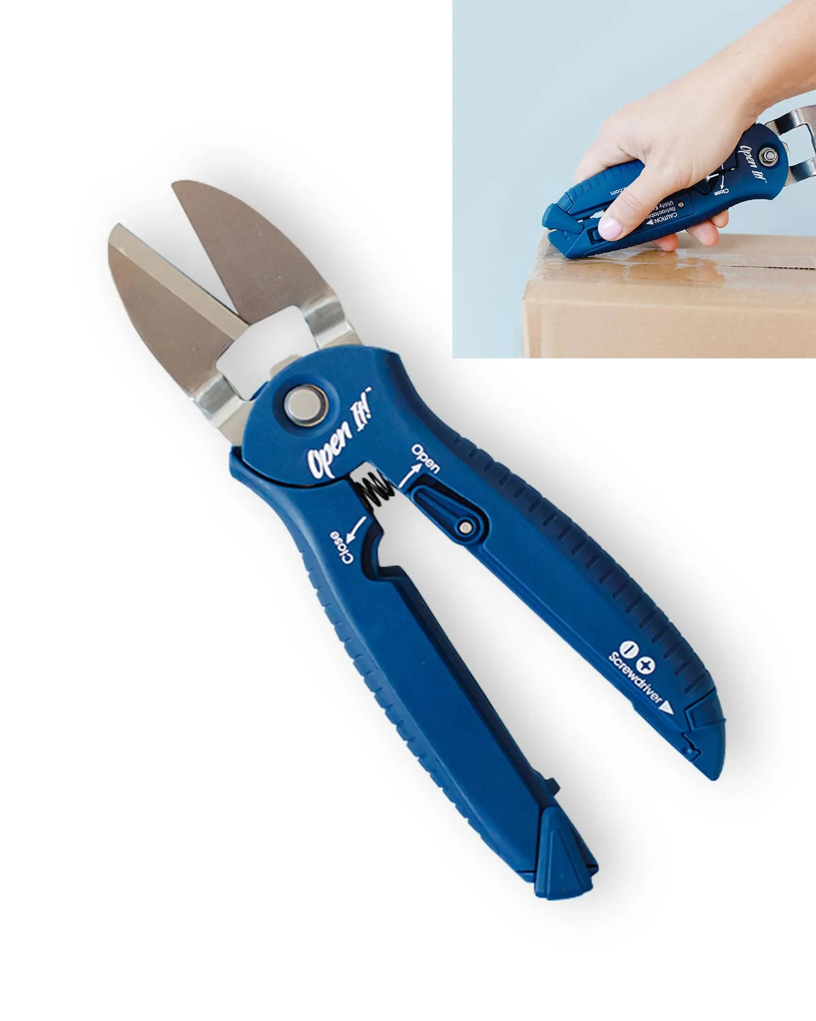 Zibra Open-It! All-In-One Multi Tool with Heavy-Duty Scissors, Box Blue 