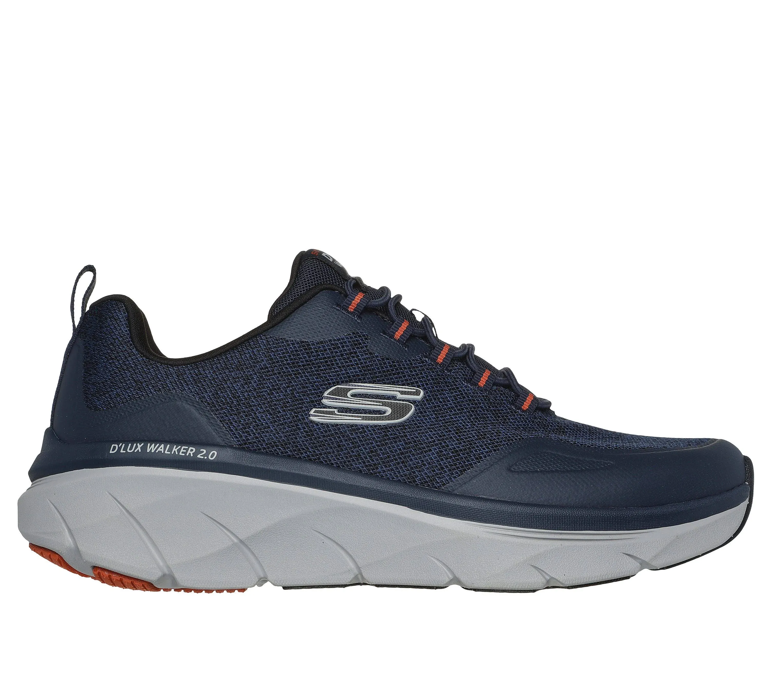 Skechers Relaxed Fit D'Lux Walker 2.0 Steadyway Men's Shoes, Size: 11.5 Wide, Navy Orange