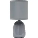 Simple Designs 10.04" Tall Traditional Ceramic Thimble Base Bedside Table Desk Lamp with Matching Fabric Shade - Gray