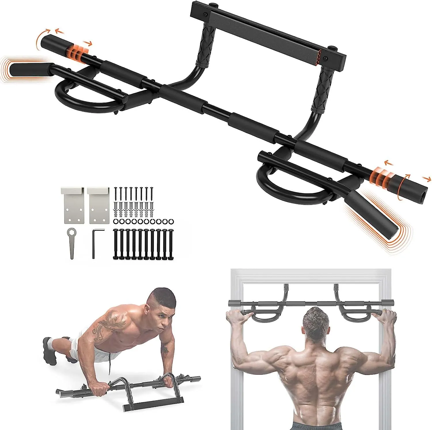 Yes4All Heavy Duty Pull up Bar for Doorway Solid 1 Piece Main Bar Construction