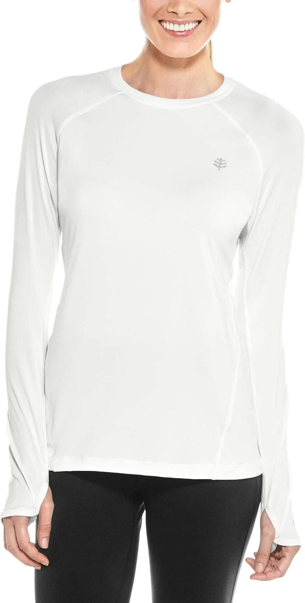 Coolibar Women's Devi Long Sleeve Fitness T-Shirt | White L