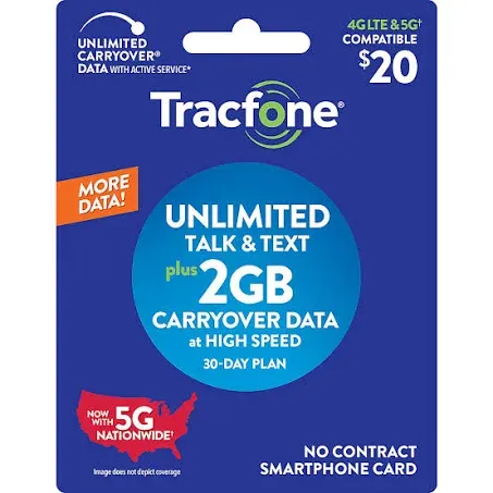 Tracfone - $20 Unlimited Talk & Text plus 4 GB of Data 30-Day - Prepaid Plan (Digital Delivery) Digital