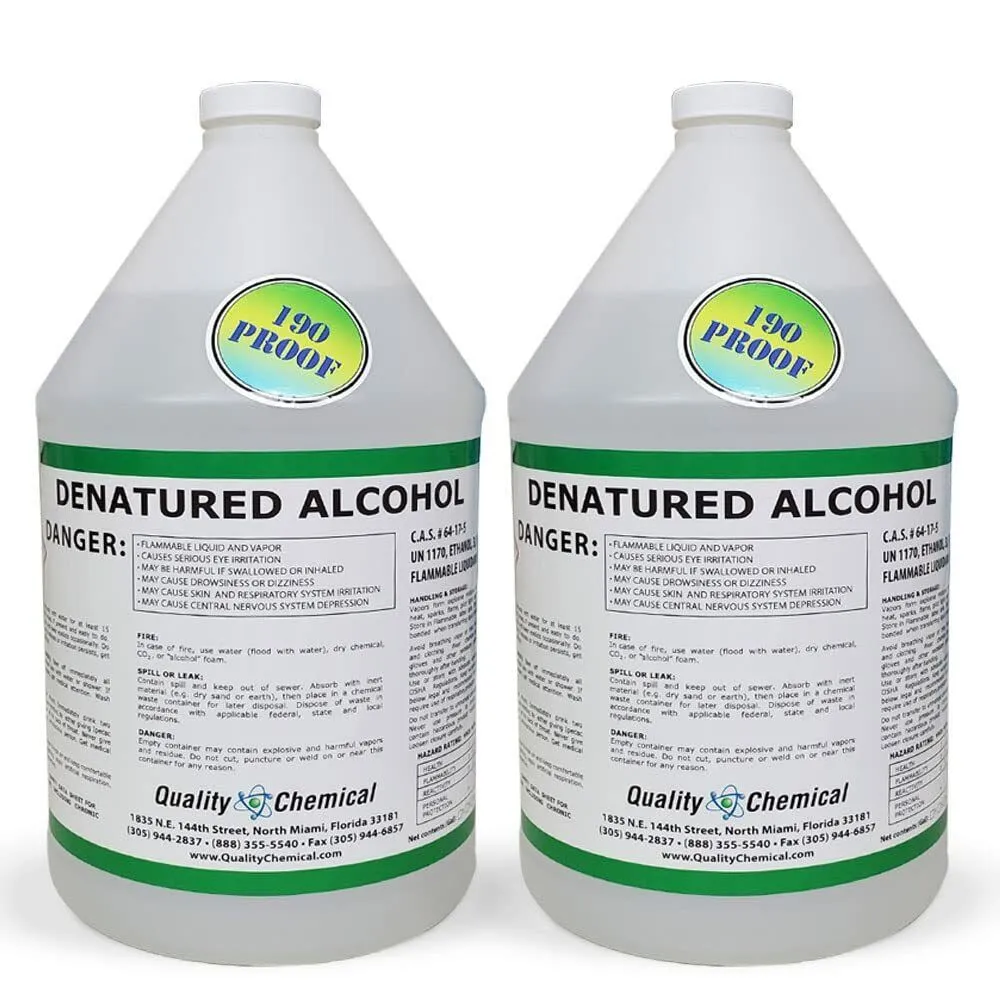 Denatured Alcohol (Ethanol) 190 proof / 2 Gallon Case