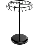 QWORK Spinning Jewelry Tree Display Stand, Jewelry Organizer with 23 Hooks, Black