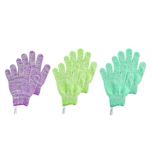 EcoTools Bath & Shower Gloves, Recycled Netting, Exfoliating, Gentle Cleansing for Whole Body, Use Before Self-Tanning, Removes Dry Skin, Dirt, & Impurities, Fits All Hands, 6 Pairs, 12 Gloves Total