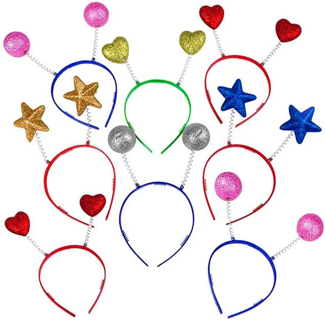 Novelty 10 Inch Head Band Boppers Assorted Colors &amp; Shapes One Dozen