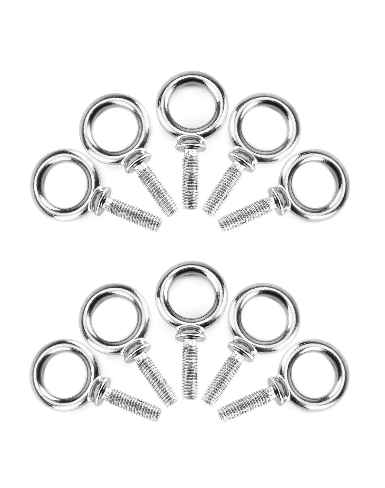 QWORK Eye Bolt 10 Pack 3/8 x 1-1/4 UNC Marine Grade Stainless Steel Lifting R