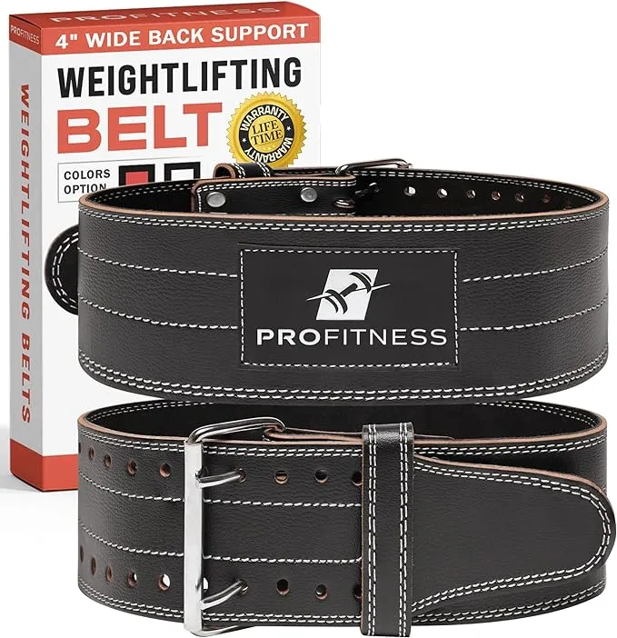 ProFitness Weight Lifting Belt (5mm Thick) - Leather Weight Lifting Belt for Women & Men - Functional Support Weight Belt - Gym Belt for Weightlifting, Powerlifting & Deadlifts | Adjustable Weightlifting Belt