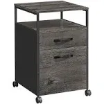 VASAGLE File Cabinet, Mobile Filing Cabinet with Wheels, 2 Drawers, Open Shelf, for A4, Letter Size, Hanging File Folders, Charcoal Gray and Ink Black UOFC071B04