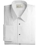 Men's Slim FIT Lay-Down Collar 1/4" Pleats Tuxedo Shirt-L-34-35 White