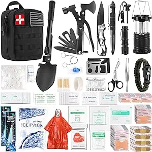 Abpir318 PCS Emergency Survival Kit, Survival Gear and Equipment First Aid Kit Med Supplies for Vehicles Travel Car Camping Hiking Disaster Preparedness, Gifts for Christmas Birthday Him Men