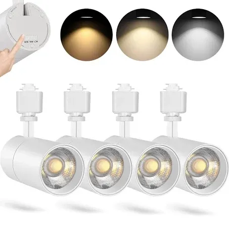 VANoopee 3-Color 20W H Track Lighting Heads Dimmable No Flicker Bright LED Track Lighting Fixtures for Accent Task Retail Kitchen Ceiling Track Light H Type Pack of 4 - CRI90+ 36° 2000lm White