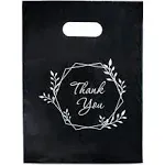 100 Thank You Bags for Business Small Black Color 1.5Mil 9"x12" Merchandise Bags Extra Thick Glossy Black Retail Bags and Thank You Bags With Handles and Plastic Bags for Small Business