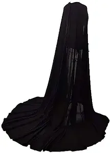 Quirai Black Cape Women Long Chiffon Bridal Cape Wedding Veil Cloak Halloween ...