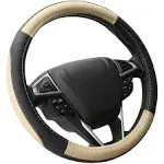 SEG Direct Black and Beige Microfiber Leather Auto Car Steering Wheel Cover