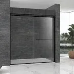 Fab Glass and Mirror 56 in. - 60 in. W 70-3/4 in. H x 1/4 in. Thickness Semi Frameless Double Sliding Shower Clear Tempered Glass