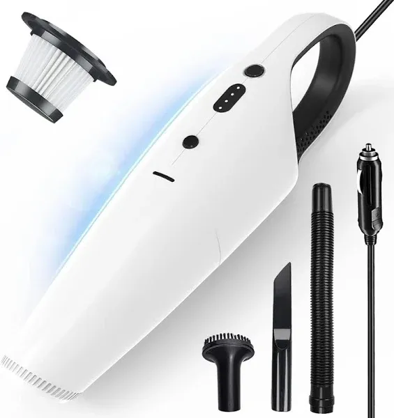 Marbro Car Vacuum Cleaner, Handheld 8000Pa Wet and Dry Strong Suction Vac, High Power for Interior Cleaning, DC 12V Lightweight Portable Vacuum Cleaner with Low Noise Only for Car, White