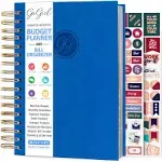 GoGirl Budget Planner & Monthly Bill Organizer – Monthly Financial Book with Pockets. Expense Tracker Notebook Journal, Compact (Blue)