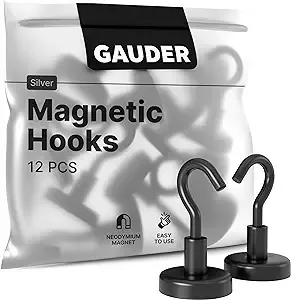 GAUDER Strong Magnetic Hooks Black | Neodymium Hooks for Fridges and Whiteboards ...