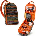 Wealers Camp Kitchen Cooking Utensil Set Travel Organizer Grill Accessories Portable Compact Gear for Backpacking BBQ Camping Hiking, Orange