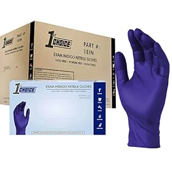 1st Choice Nitrile Disposable Gloves, 3 Mil Indigo Nitrile Gloves XL, Case of 1000 Medical Gloves Disposable Latex Free