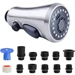 Hibbent Pull Down Spray Head for Kitchen Faucet, 3-Function Kitchen Sink Spray Nozzle with 10 Adapters, Faucet Head Replacement Compatible with Moen,