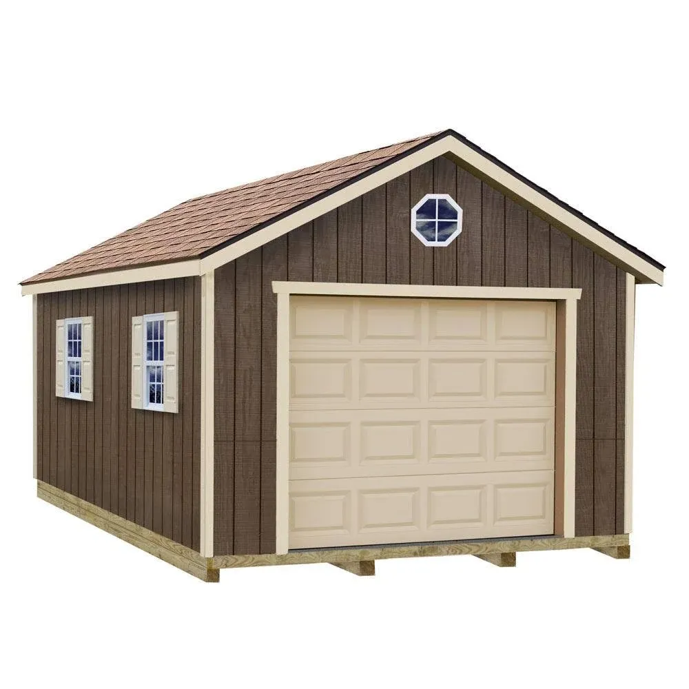 Best Barns 12-ft x 24-ft Wood Single Car Garage Building in Clear | SIERRA1224