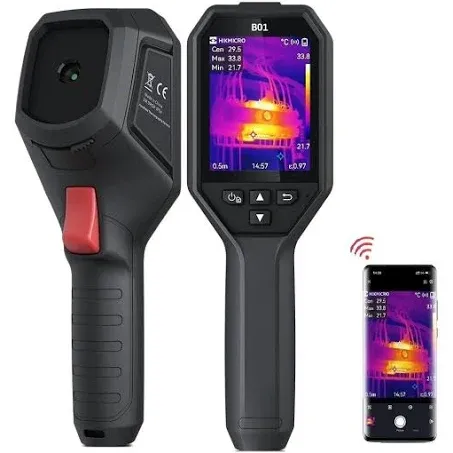 HIKMICRO B01 Thermal Camera 320 x 240 Super IR, 256 x 192 IR Resolution Thermal Imaging Camera with WiFi, 3.2" LCD Screen, 25Hz Refresh Rate, Handheld 49,152 Pixels Infrared Camera