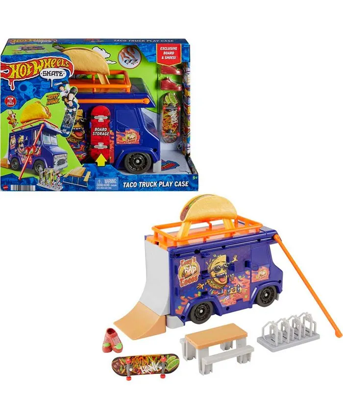 Hot Wheels Skate Taco Truck with 1 Exclusive Fingerboard & Pair of Skate Shoes