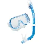 Tusa Sport Youth Mini-Kleio Mask and Dry Snorkel Combo, Clear Blue