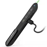 Norwii N76 Rechargeable Presentation Clicker with Green Pointer for Presentations PowerPoint Clicker Wireless Presenter Remote Slide Clicker for Presentation Long Range - Black