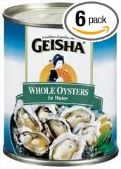 Geisha Whole Oysters in Water, 8 Oz., (Pack of 6)