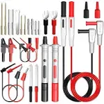 Goupchn Silicone Multimeter Test Leads Kit 25pcs with Replaceable Gold-Plated Precision Sharp Probe Set, Alligator Clips, Test Hooks and Wire