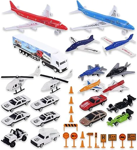 Mozlly Diecast Plane Set - Airport Playset Includes Airplanes, Jet Planes ...