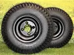 Antego Tire and Wheel 18x8.50-8 Turf Tires and 8x7 Matte Black Alloy Steel Wheels for Golf Carts and Mowers (Set of 2)