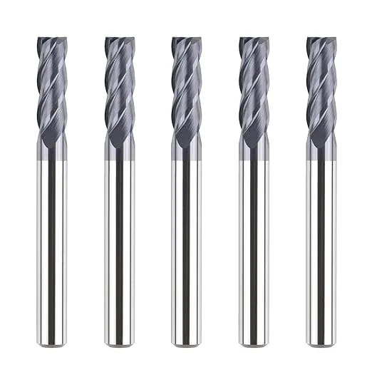 Generic SpeTool 5pcs 12401 4 Flutes Carbide CNC End Mill, Square Nose 1/4 inch Shank, 2-1/2 inch Long Overall, Titian Coated for Metal