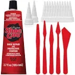 Black Shoe Goo Repair Adhesive for Fixing Worn Shoes or Boots, Black, 3.7 Ounce (109.4mL), 4 Snip Tip Applicator Tips and Pixiss Spreader Tools Set.