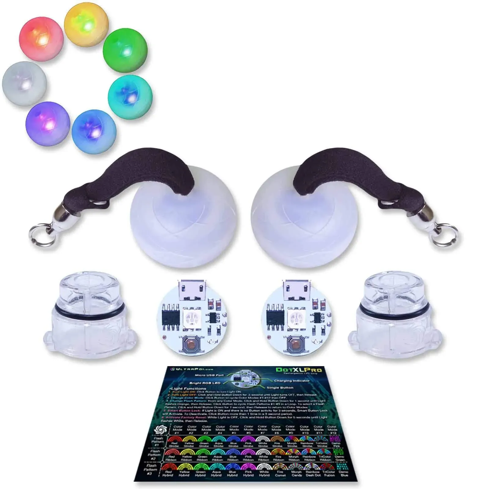 UltraPoi UltraKnob Pro LED Swivel Handles Set Pair 2 - Rechargeabl