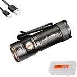 Fenix E18R V2.0 EDC Flashlight, 1200 Lumens USB-C Rechargeable Ultra Compact Pocket Light with LumenTac Organizer (Black)