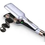 32mm (1.25") Aima Beauty Twins Mermaid Hair Waver,Anti-Scald Hair Crimper,Beach Wave Curling Iron,Curling Wand 2 Barrel (Purple) 15s Heats Up for