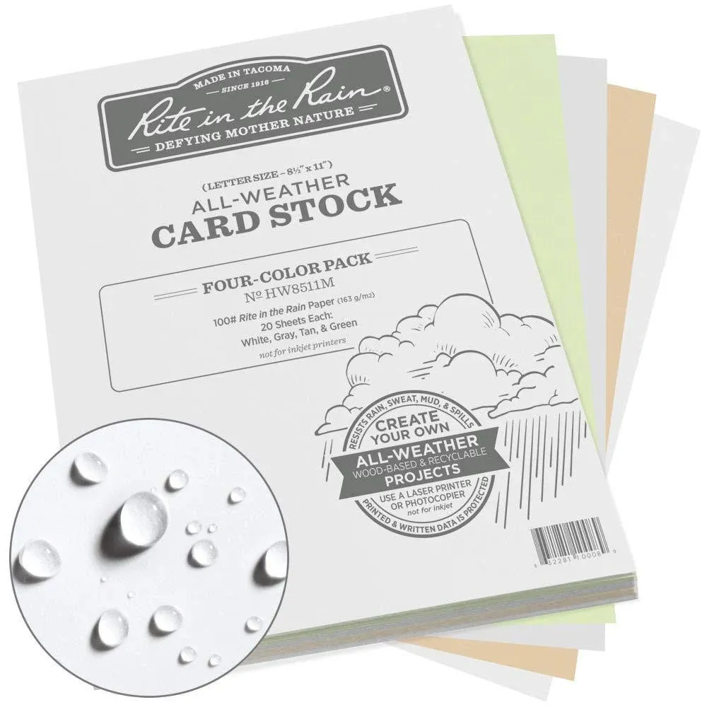 8.5 X 11 Card Stock - White - 20 White, 20 Tan, 20 Green, 20 Gray